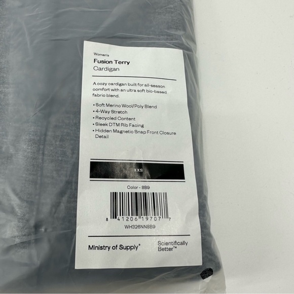 Ministry of Supply | Fusion Classic Grey Heather Terry Cardigan | XXS New - Picture 6 of 14